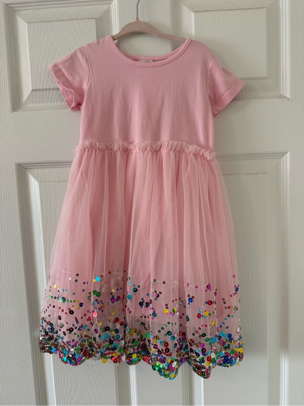 Girls' Sweet Wink Pink Confetti Sequin Tulle Birthday Party Dress 6